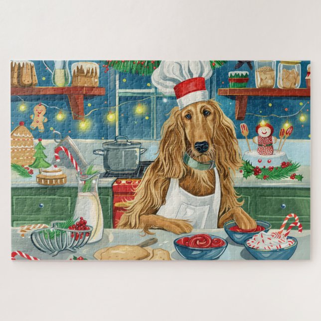 Quebra-cabeça Festa de Natal com Afghan Hound: Panificação Natal (Horizontal)