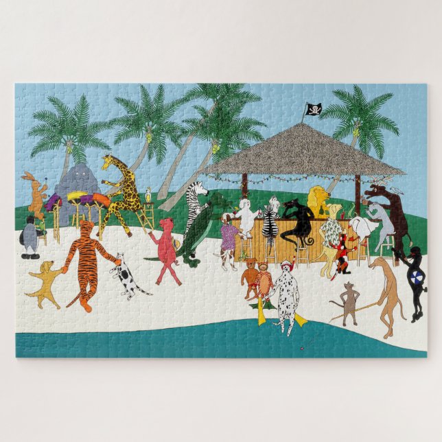 Quebra-cabeça Festa de Praia dos Animais Jigsaw Puzzle (Horizontal)