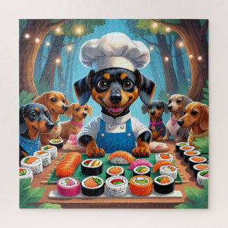 Quebra-cabeça "Festa Sushi com Dachshances - Cute Chef Dog Puzzl