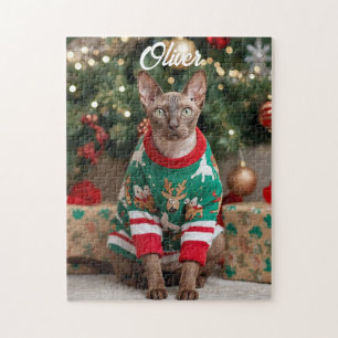 Quebra-cabeça Festivo Cornish Rex Cat Natal Personalizado