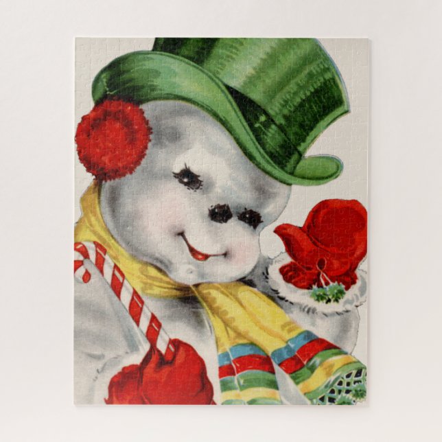 Quebra-cabeça festivo do Natal retro do boneco de (Vertical)