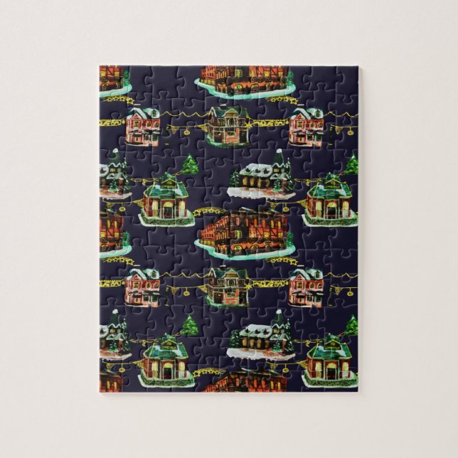 Quebra-cabeça Festivo Natal Levanta A Árvore Da Cidade (Vertical)