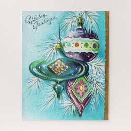 Quebra-cabeça festivo retro do cartão de Natal do