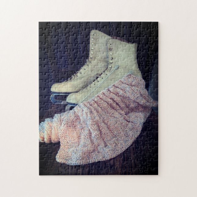 Quebra-cabeça Figura Skates e bebê em branco relaxando o autoate (Vertical)