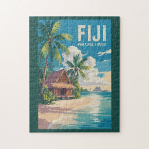 Quebra-cabeça Fiji Beach Hut Viagem Art Vintage