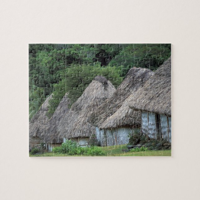 Quebra-cabeça Fiji, Viti, Casas de cabanas tradicionais. (Horizontal)