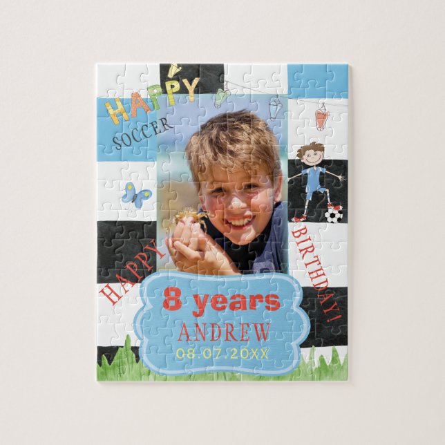 Quebra-cabeça Filhos personalizados, anos de futebol, colorido (Vertical)