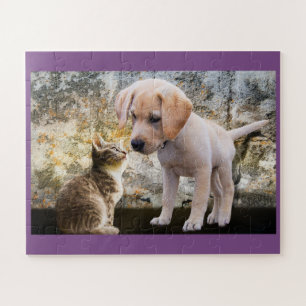 Quebra-cabeça Filhote de cachorro e gatinho