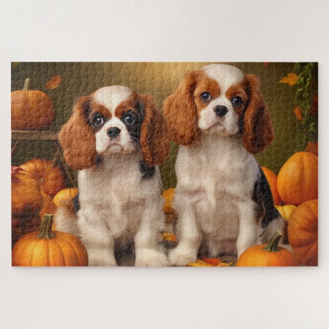 Quebra-cabeça Filhote de Cavalier King Charles Spaniel Abóbora d (Horizontal)
