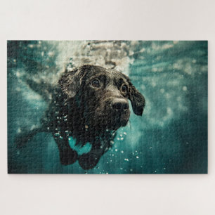 Quebra-cabeça Filhote de Labrador Nadando Embaixo d'Água Design