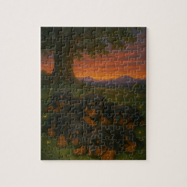 Quebra-cabeça Filhotes de Rottweiler ao amanhecer (Vertical)