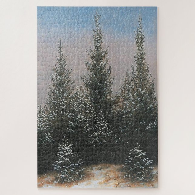 Quebra-cabeça Fir Trees na Neve (1828) - Friedrich (Vertical)