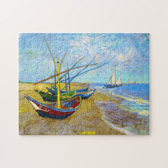 Quebra-cabeça Fishing Boats on the Beach by Vincent Van Gogh art (Horizontal)