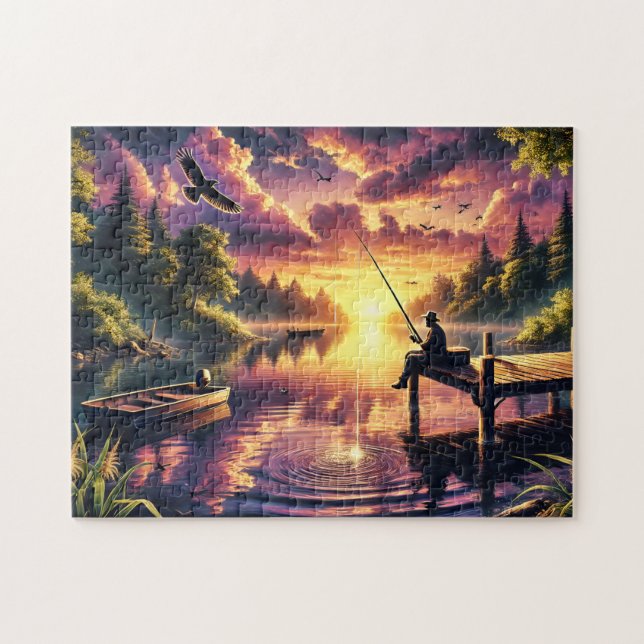 Quebra-cabeça Fishing Escape Peaceful Lake Sunset (Horizontal)