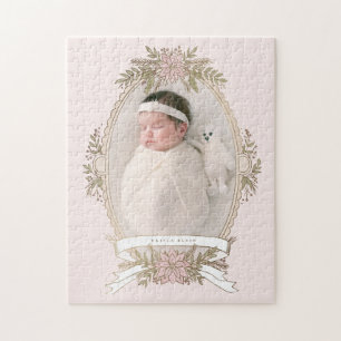 Quebra-cabeça Fita de quadro oval feminina e verde de férias