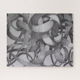 Quebra-cabeça Fitas Brancas Monocromáticas abstrato Geométrica