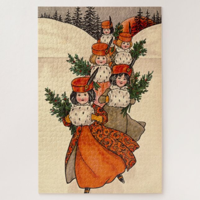 Quebra-cabeça Five Girls With Furry Muffs - Florence Hardy (Vertical)