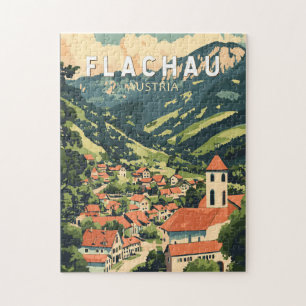 Quebra-cabeça Flachau Austria Illustração Viagem Art Vintage