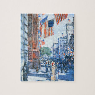 Quebra-cabeça Flags Fifth Avenue de Childe Hassam, Arte Antigo