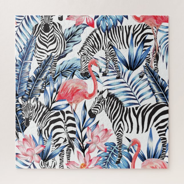 Quebra-cabeça Fláir Tropical: Paraíso Flamingo Zebra (Vertical)