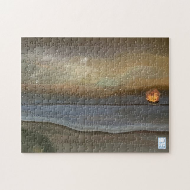 Quebra-cabeça Flaming Pirata Navio Ocracoke Bancos (Horizontal)