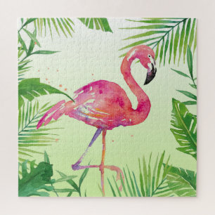 Quebra-cabeça Flamingo Art Pintado Com Aquarela