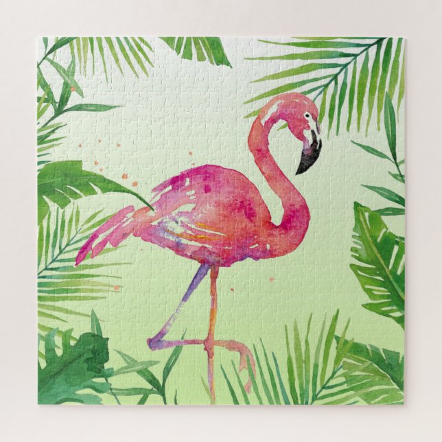 Quebra-cabeça Flamingo Art Pintado Com Aquarela (Vertical)