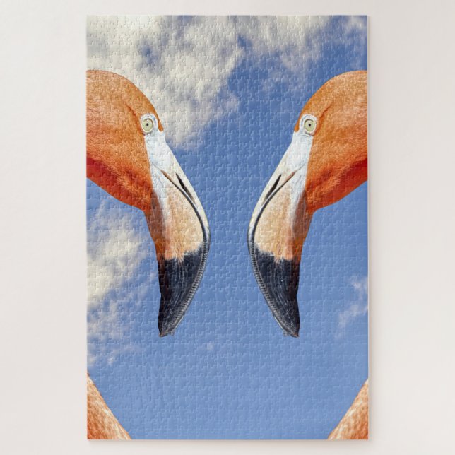 Quebra-cabeça flamingo caribenho coração de amor (Vertical)