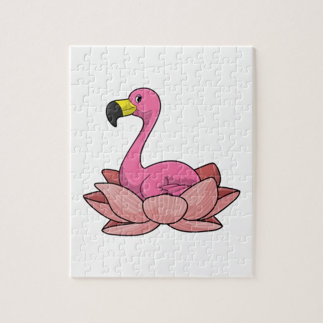 Quebra-cabeça Flamingo com flor de Lotus (Vertical)