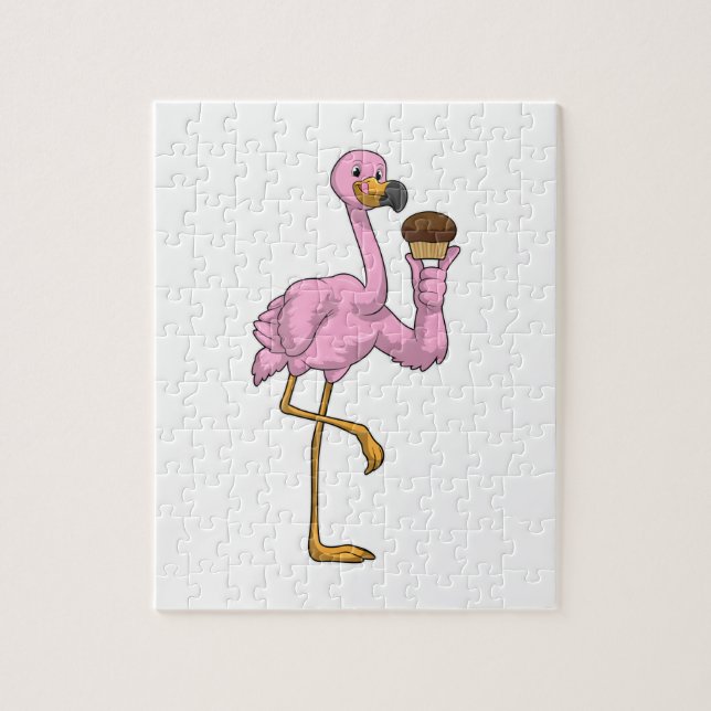 Quebra-cabeça Flamingo com Muffin (Vertical)