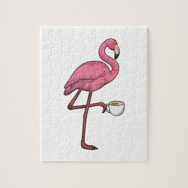 Quebra-cabeça Flamingo com Taça de Café (Vertical)