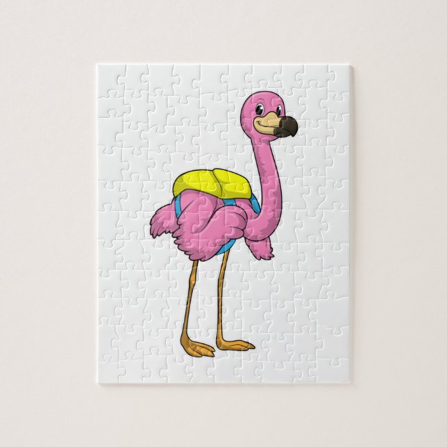Quebra-cabeça Flamingo como Alunos com saco escolar (Vertical)