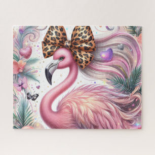 Quebra-cabeça Flamingo de Arco de Leopardo Fofo
