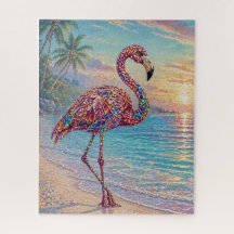 Flamingo Glam de Tom Precioso na Praia Tropical