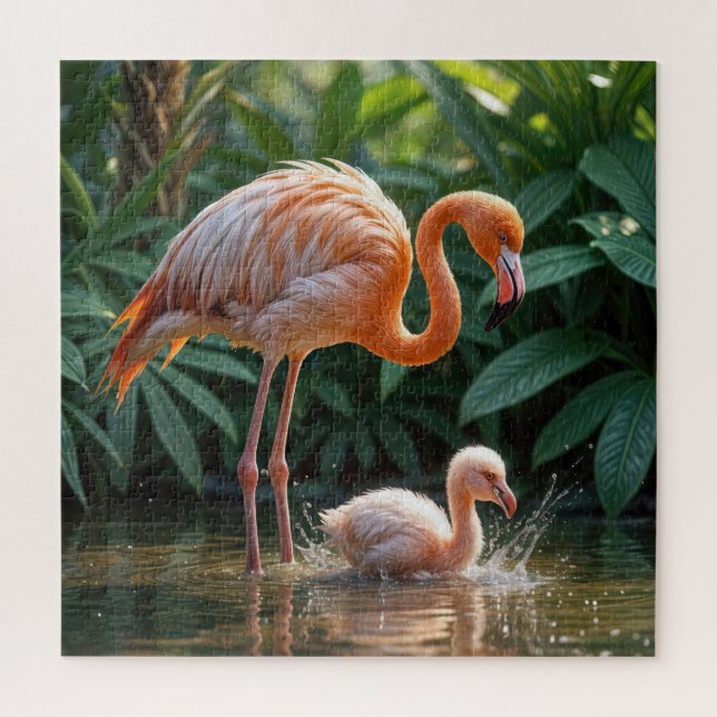 Quebra-cabeça Flamingo Mãe com Pintinho (Vertical)