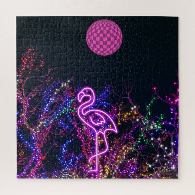 Quebra-cabeça Flamingo na festa de dança. (Vertical)