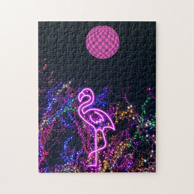 Quebra-cabeça Flamingo na festa de dança. (Vertical)