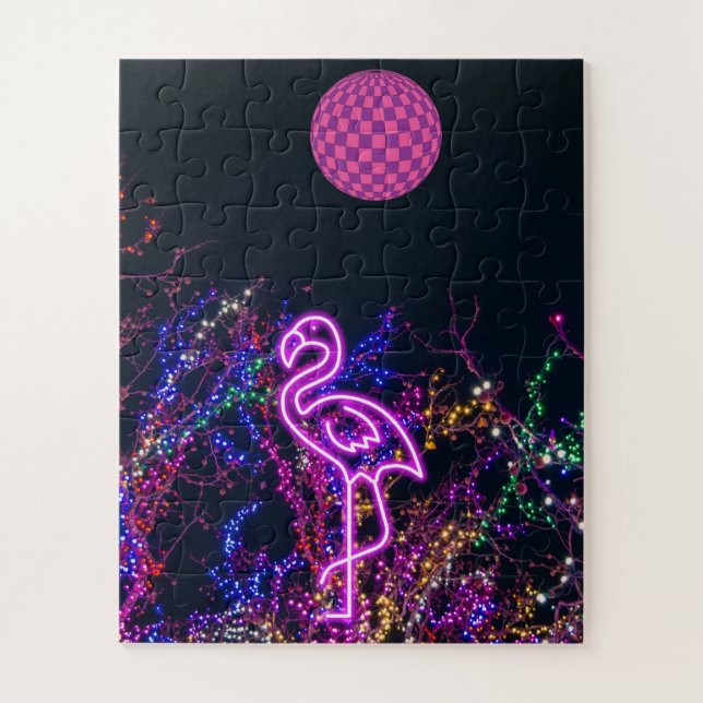 Quebra-cabeça Flamingo na festa de dança. (Vertical)