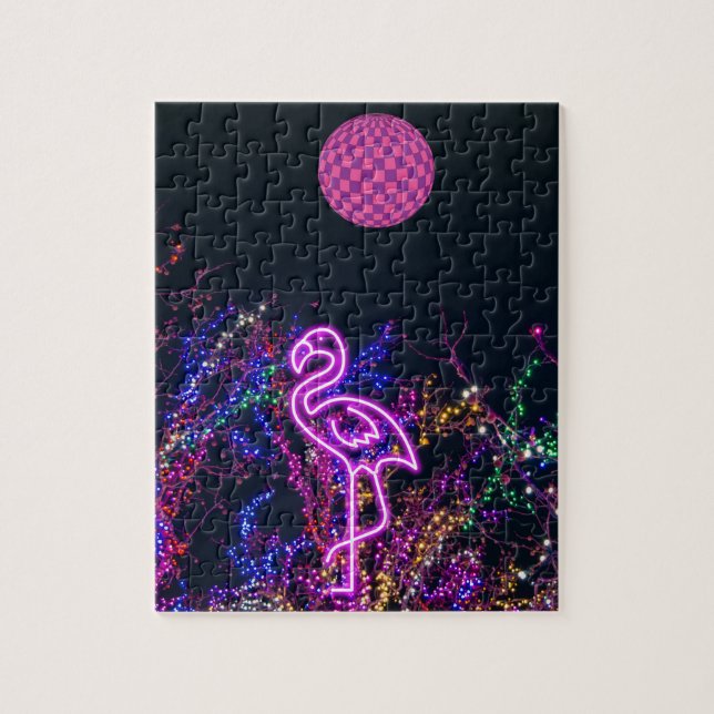 Quebra-cabeça Flamingo na festa de dança. (Vertical)