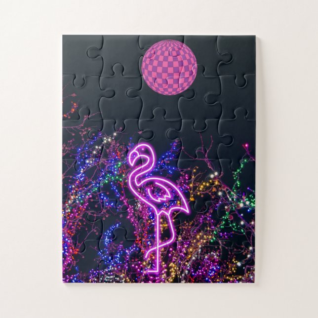 Quebra-cabeça Flamingo na festa de dança. (Vertical)