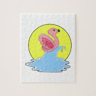 Quebra-cabeça Flamingo no Surfe na Água