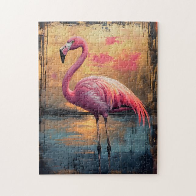 Quebra-cabeça Flamingo Ouro Sunset Paint (Vertical)