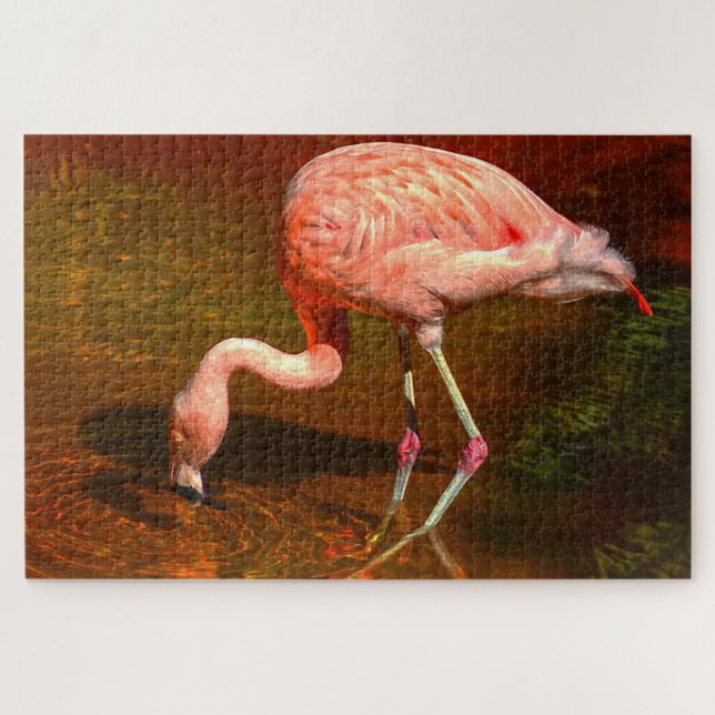 Quebra-cabeça Flamingo Rosa Flórida. (Horizontal)