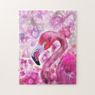 Quebra-cabeça Flamingo rosa no mundo rosa - Terra rosa linda