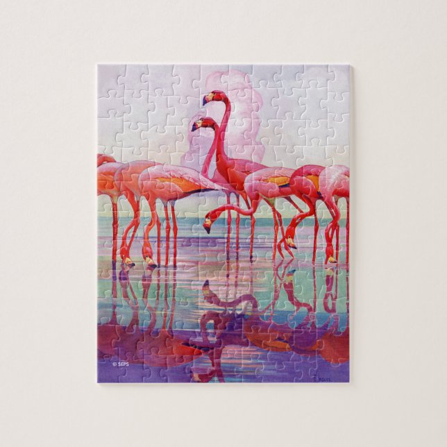 Quebra-cabeça Flamingos cor-de-rosa por Francis Lee Jaques (Vertical)