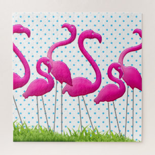 Quebra-cabeça Flamingos de Jardim em Pontos Polca