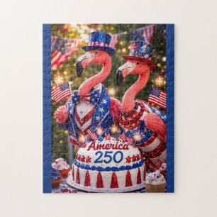 Quebra-cabeça Flamingos Feliz 250º Aniversário América 4 de Julh