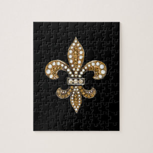 Quebra-cabeça Fleur De Lis Flor New Orleans Personaliza Dourado