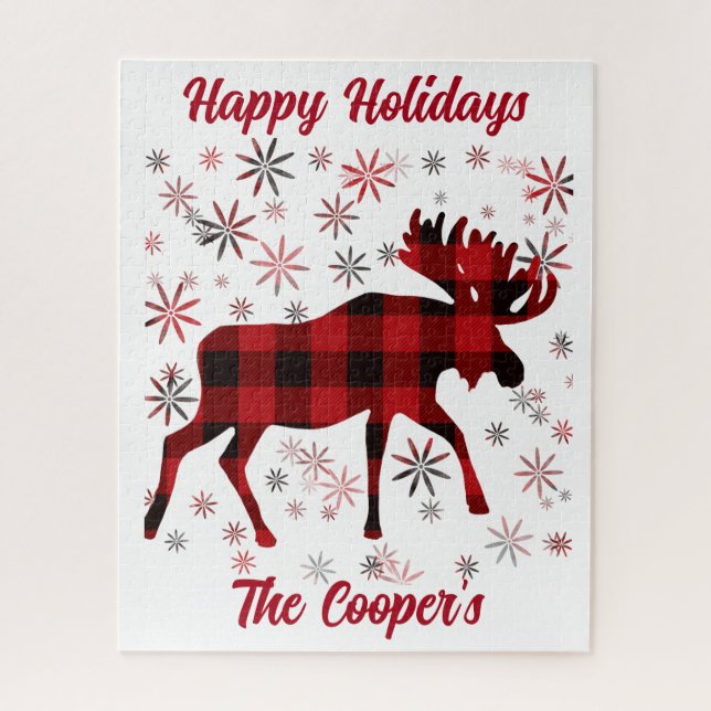 Quebra-cabeça Flocos de neve clássicos de xadrezes vermelhas da  (Vertical)