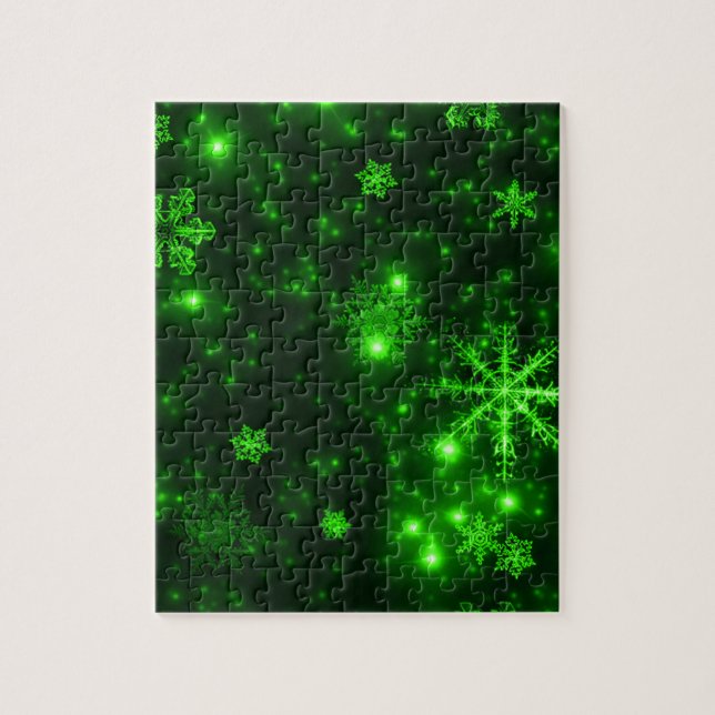 Quebra-cabeça Flocos de neve com fundo verde (Vertical)